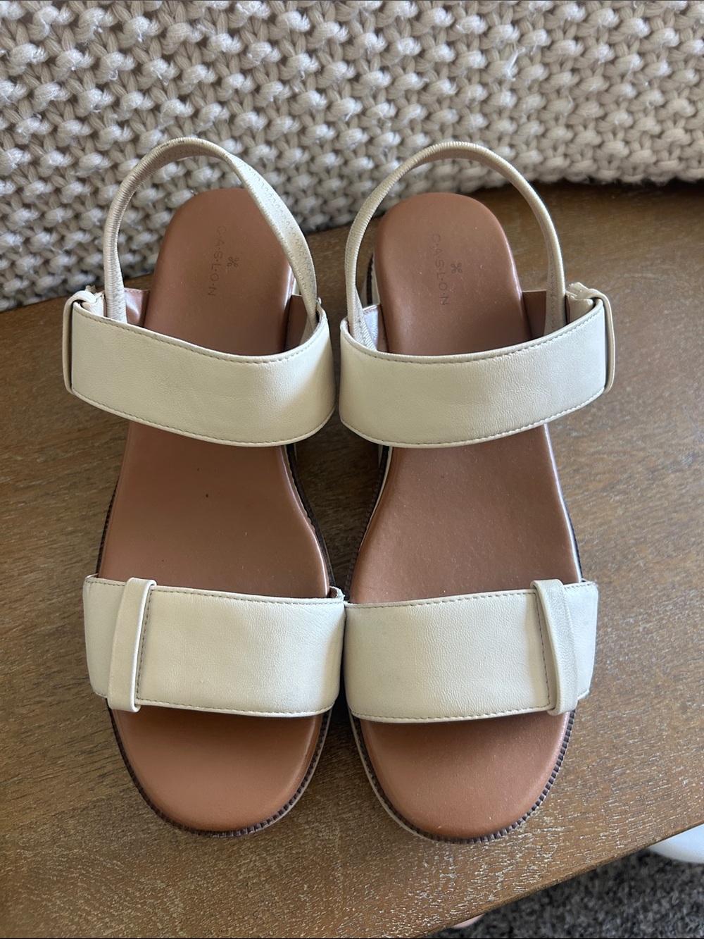 Women’s Cream Leather Slingback Sandals